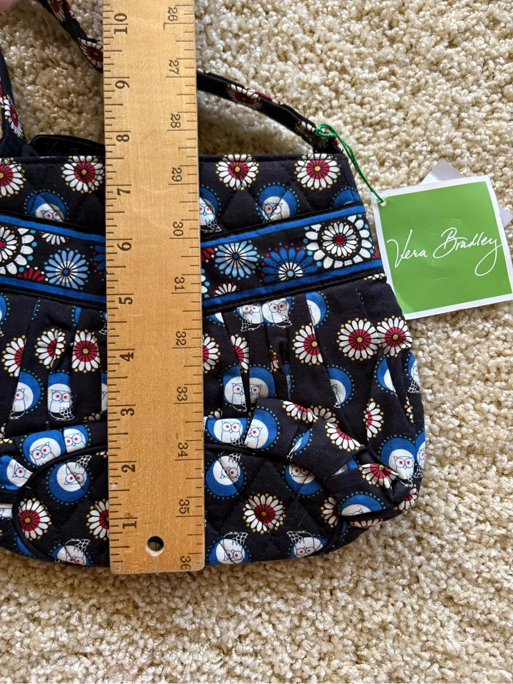 Vera Bradley Hannah Shoulder Bag Night Owl Quilted Floral Owl Print‎ NWT